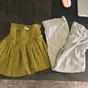 Zara and Abercrombie linen pants Stylish Kids Bottoms Set - Yellow and Gray